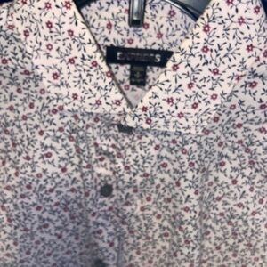 Express Floral Dress Shirt - White and Red